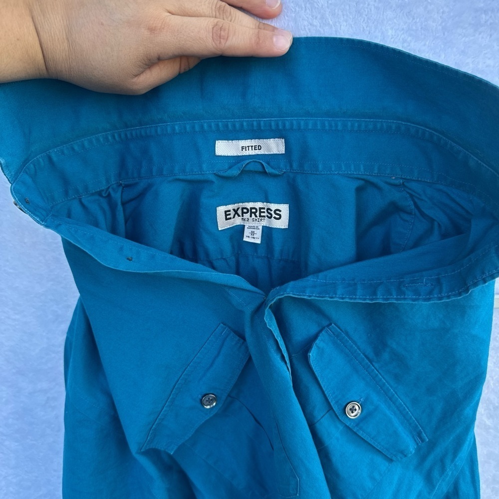 Express Turquoise Button-Up Shirt - Picture 8 of 10